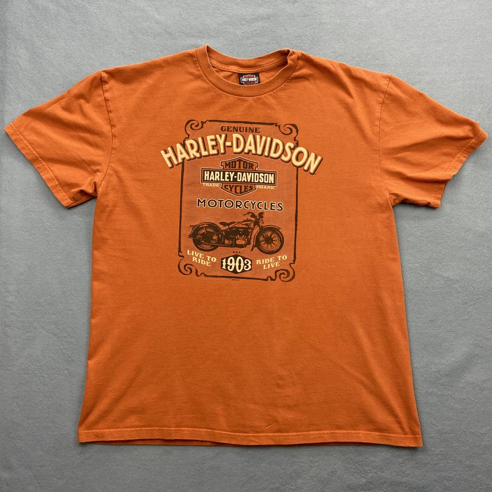 Harley Davidson Motorcycles New York City Orange T-Shirt Size XL